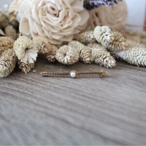 Vintage Gold Brooch with Pearl Accent
